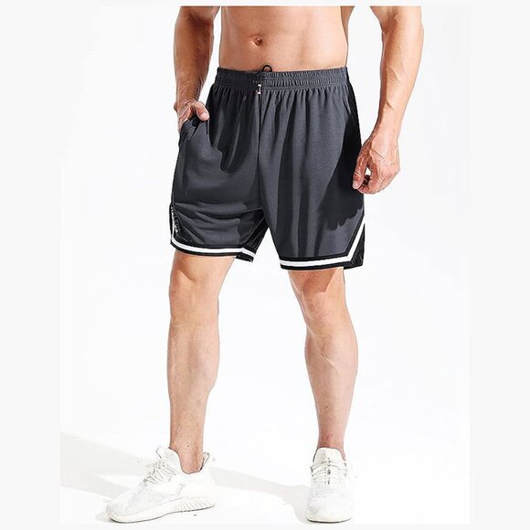 Men's 7 inch Lightweight Workout Running Shorts 6085# 3 Pack,black/Grey/Red - Picture 6 of 7